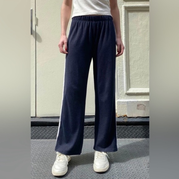 Brandy Melville Navy Track Pant with White Stripe - Picture 2 of 5